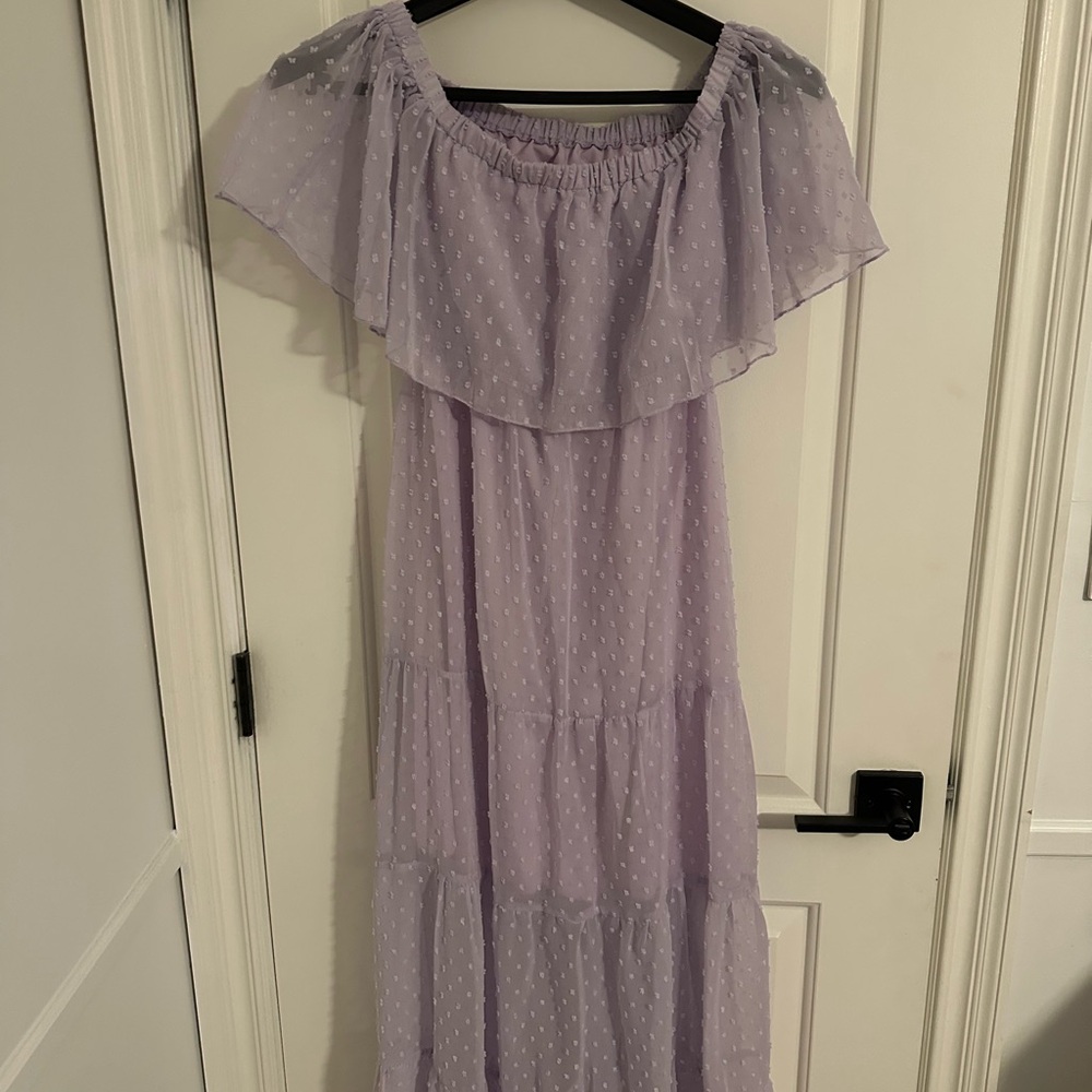 Elegant Lavender Off-Shoulder Dress